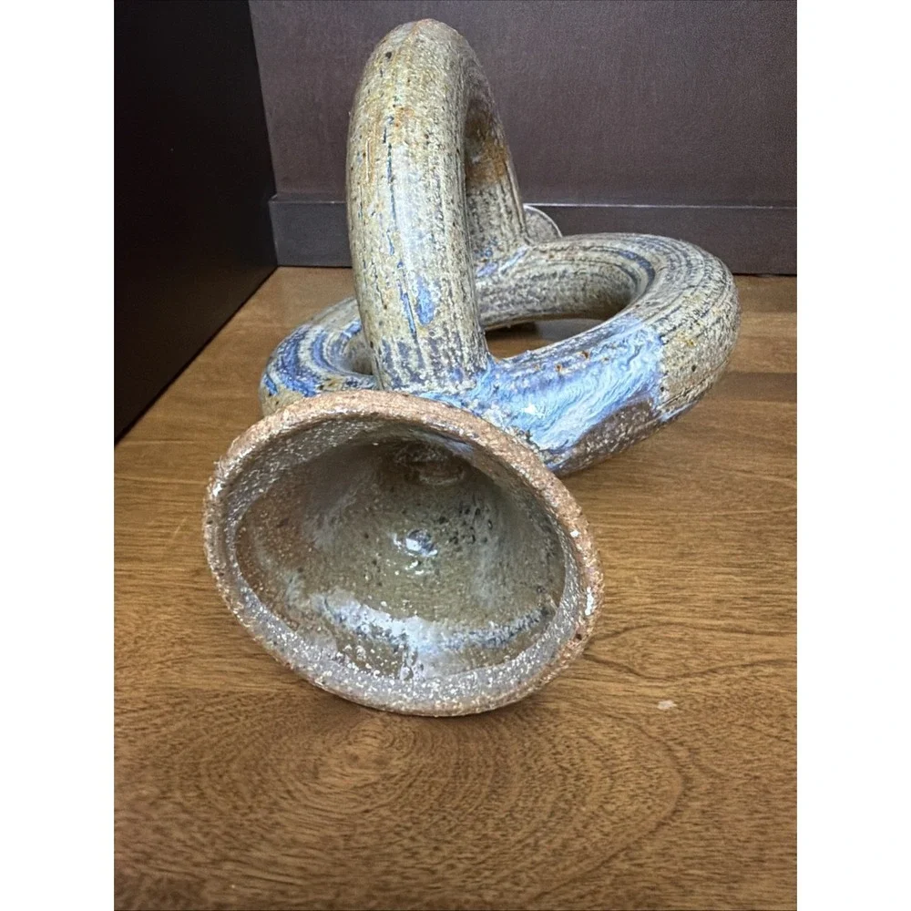 Studio Art Pottery Ring Loop Vase Pitcher Hand Thrown 10.25